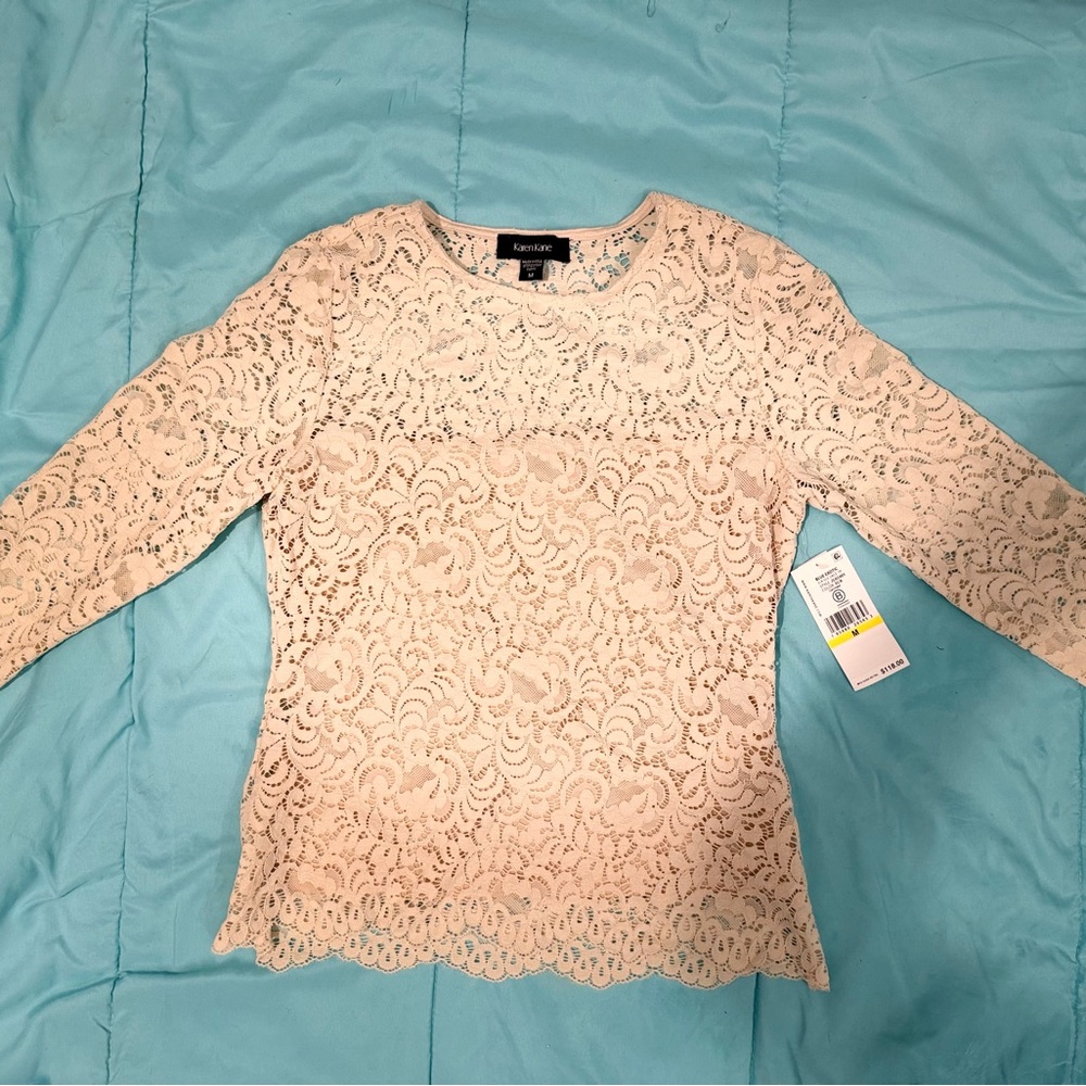 Karen Kane Beige Lace Blouse